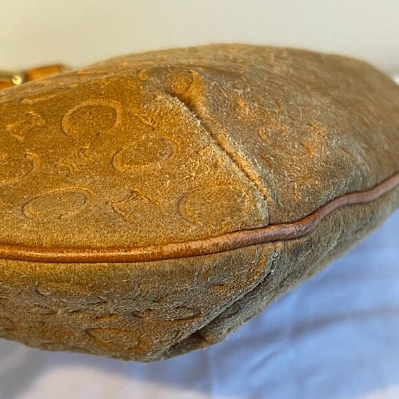 Celine Vintage Ava Macadam Suede Pochette Shoulder Bag, Mustard/Brown - Preowned - Picture 7 of 16